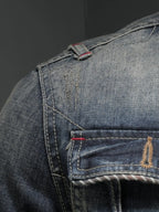 Men's Plus Size Washed Zip Up Denim Jacket with Chest Pockets - Men's jackets by Trendsi | Available at Handbags Specialist Headquarter