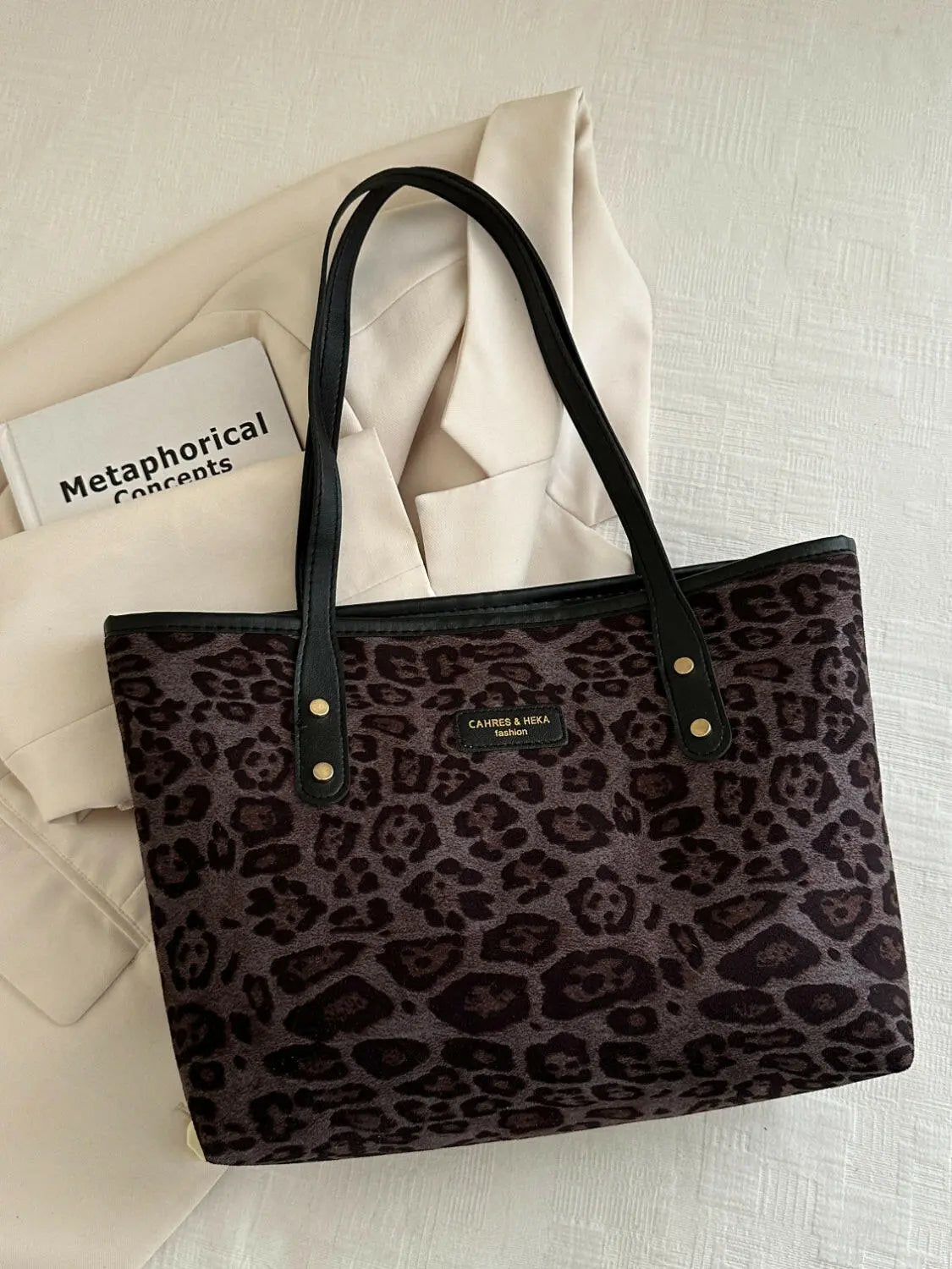 Leopard Polyester Tote Bag - Tote Bag by Trendsi | Available at Handbags Specialist Headquarter