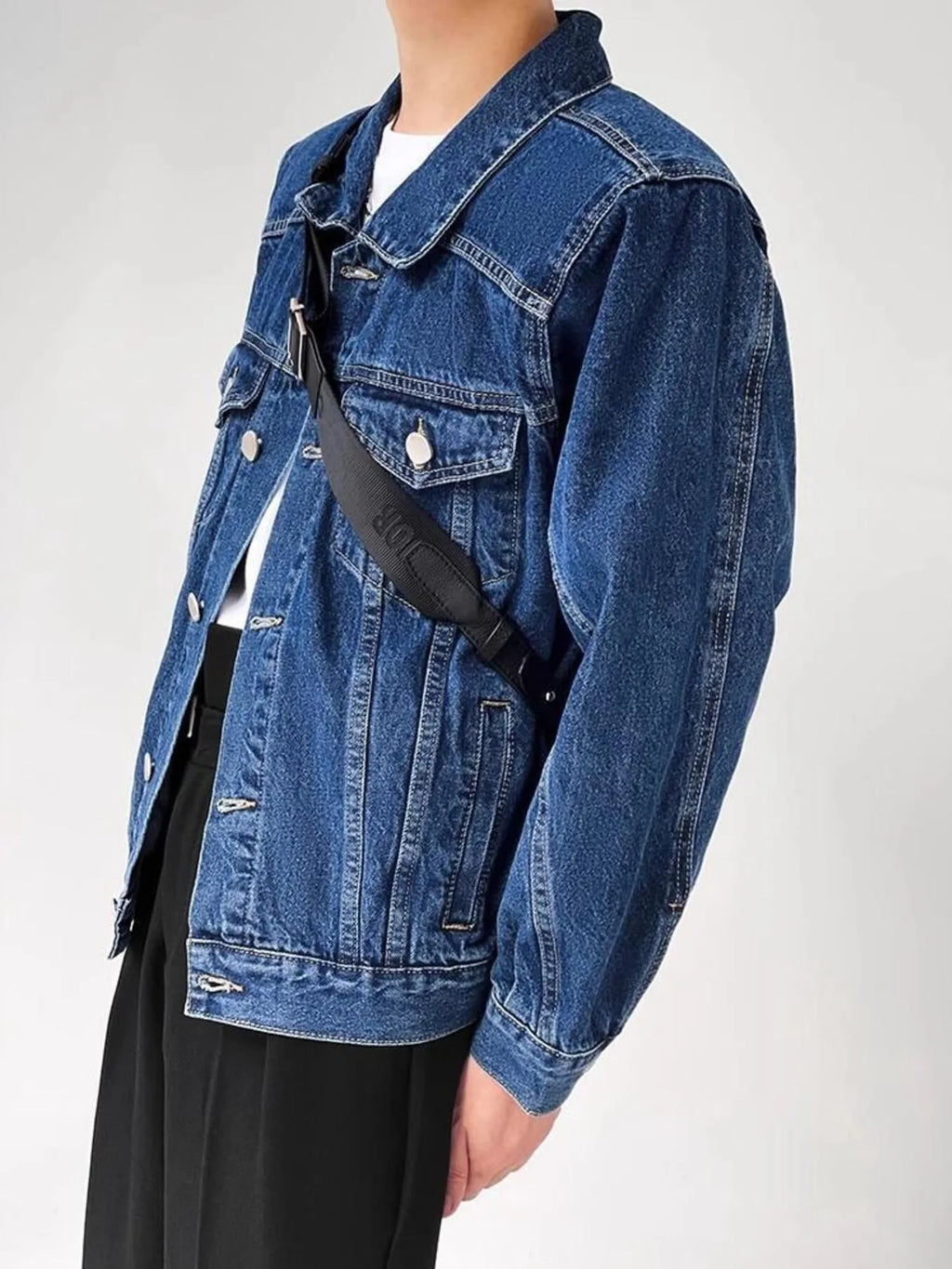 Men's Plus Size Button Up Long Sleeve Denim Jacket - Men's jackets by Trendsi | Available at Handbags Specialist Headquarter