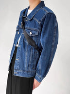 Men's Plus Size Button Up Long Sleeve Denim Jacket - Men's jackets by Trendsi | Available at Handbags Specialist Headquarter