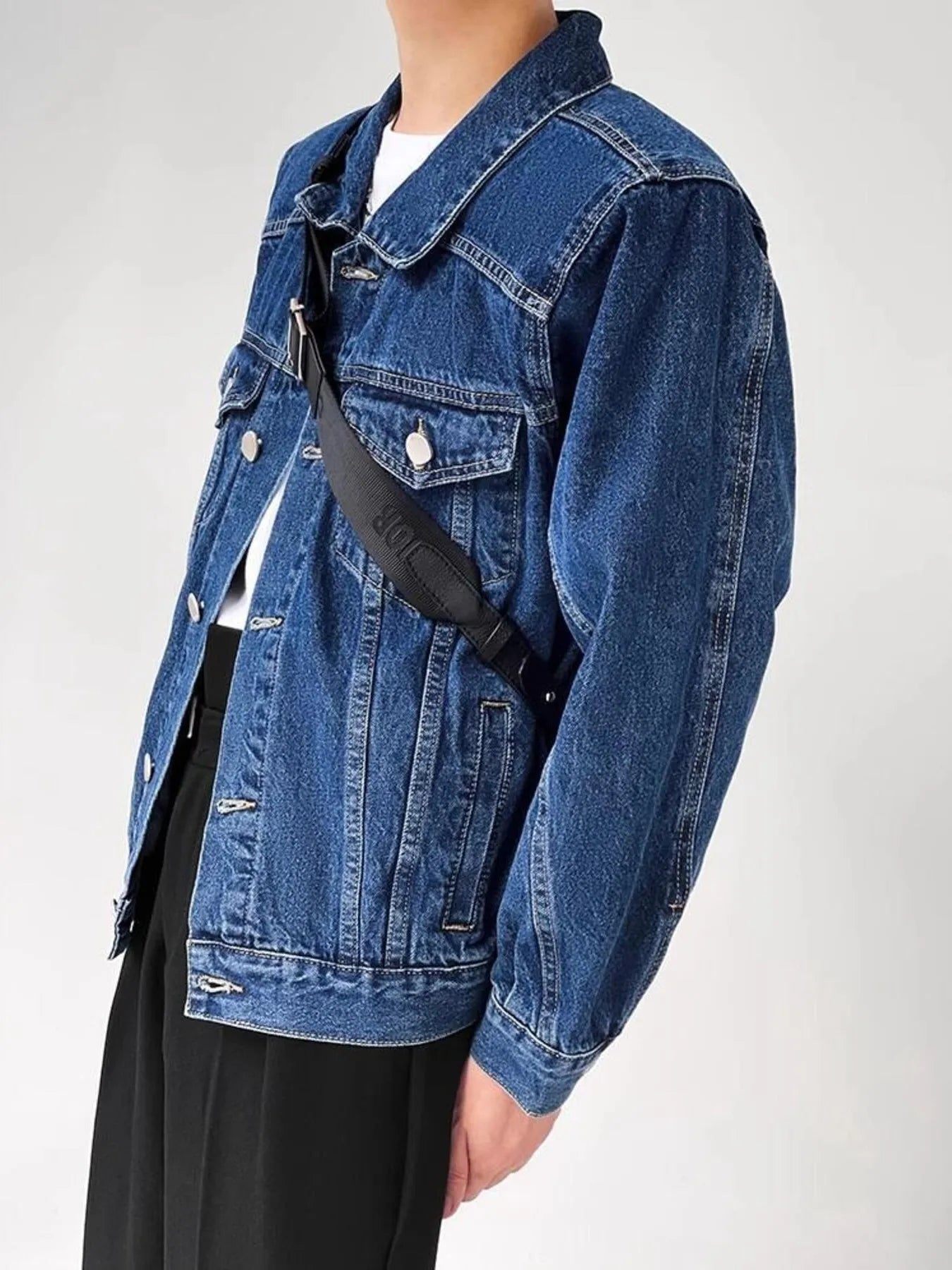 Men's Plus Size Button Up Long Sleeve Denim Jacket - Men's jackets by Trendsi | Available at Handbags Specialist Headquarter