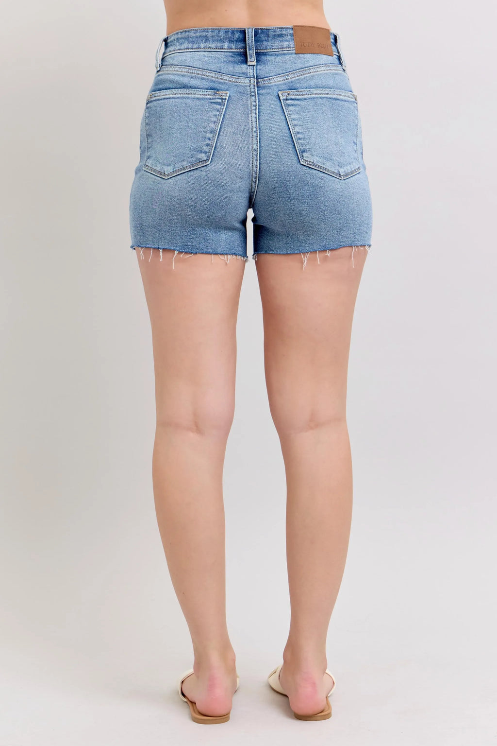 Judy Blue Full Size High Waist Denim Shorts W/stitch Over Destroy Detail Plus Size - Women / Jeans & Denim by Trendsi | Available at Handbags Specialist Headquarter