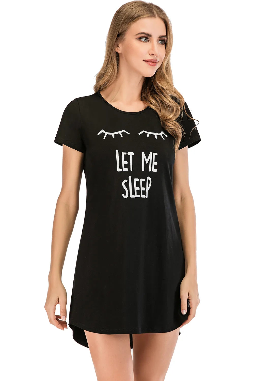 Graphic Round Neck Short Sleeve Lounge Dress - Sleepwear by Trendsi | Available at Handbags Specialist Headquarter
