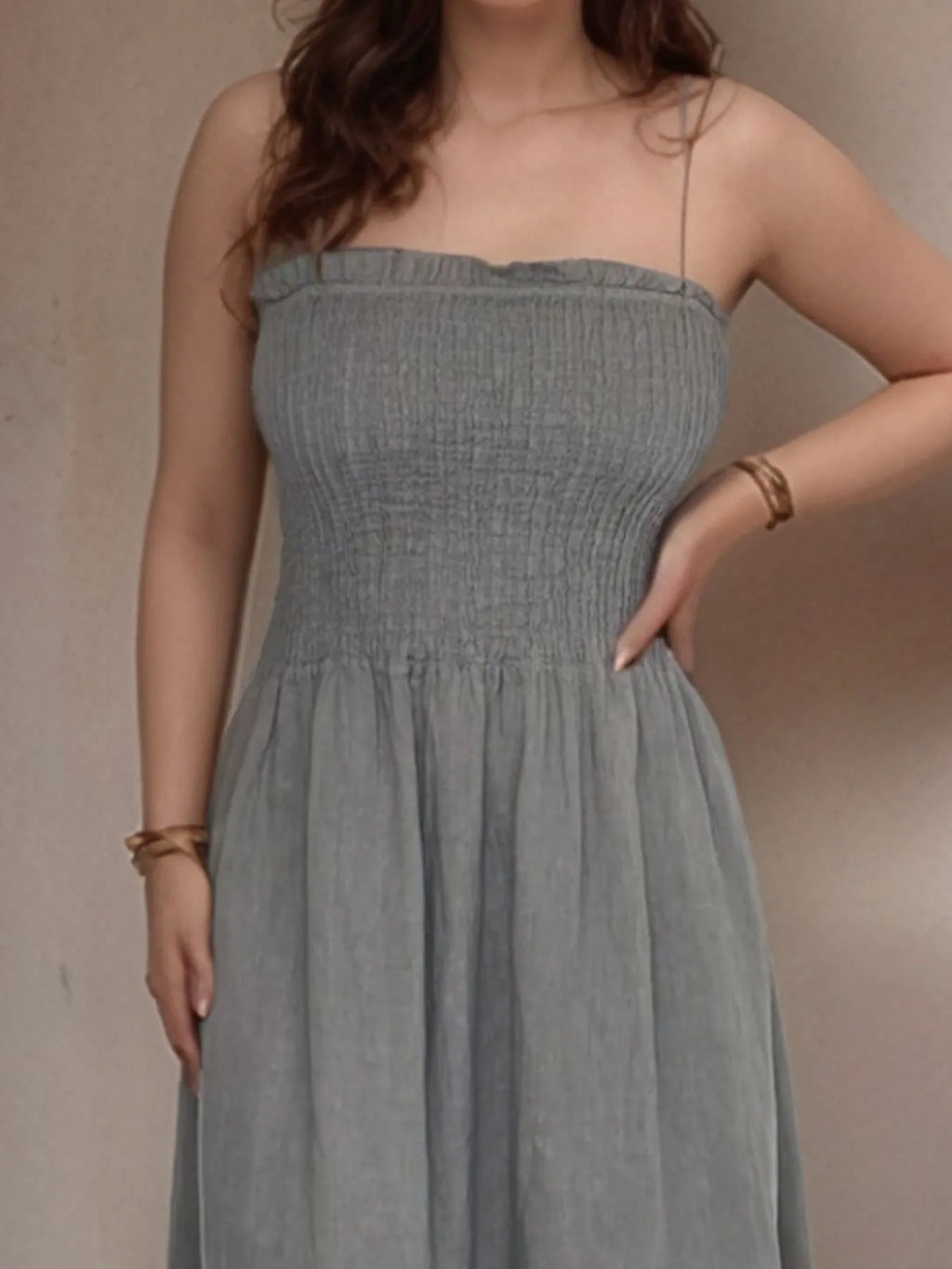 Full Size Smocked Cami Dress and Jacket Set Plus Size - Dresses by Trendsi | Available at Handbags Specialist Headquarter