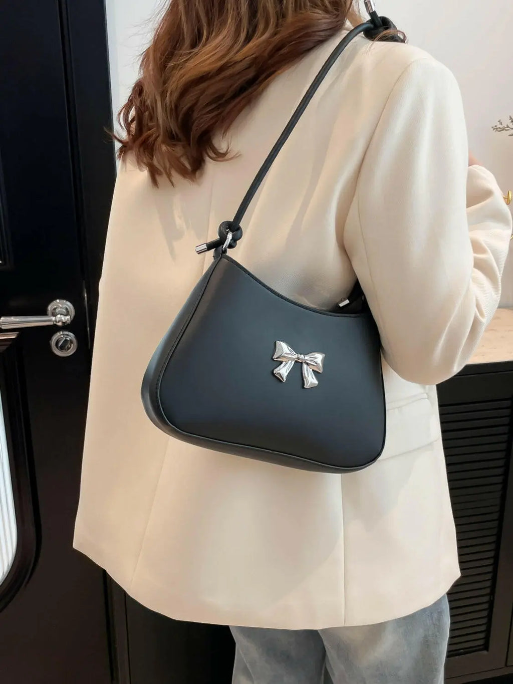 Bow PU Leather Knotted Strap Handbag - Tote Bag by Trendsi | Available at Handbags Specialist Headquarter