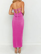 Lace-Up Back Tube Maxi Dress - Maxi Dress by Trendsi | Available at Handbags Specialist Headquarter