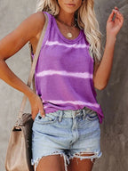 Full Size Striped Round Neck Tank Top Plus Size - Tops by Trendsi | Available at Handbags Specialist Headquarter