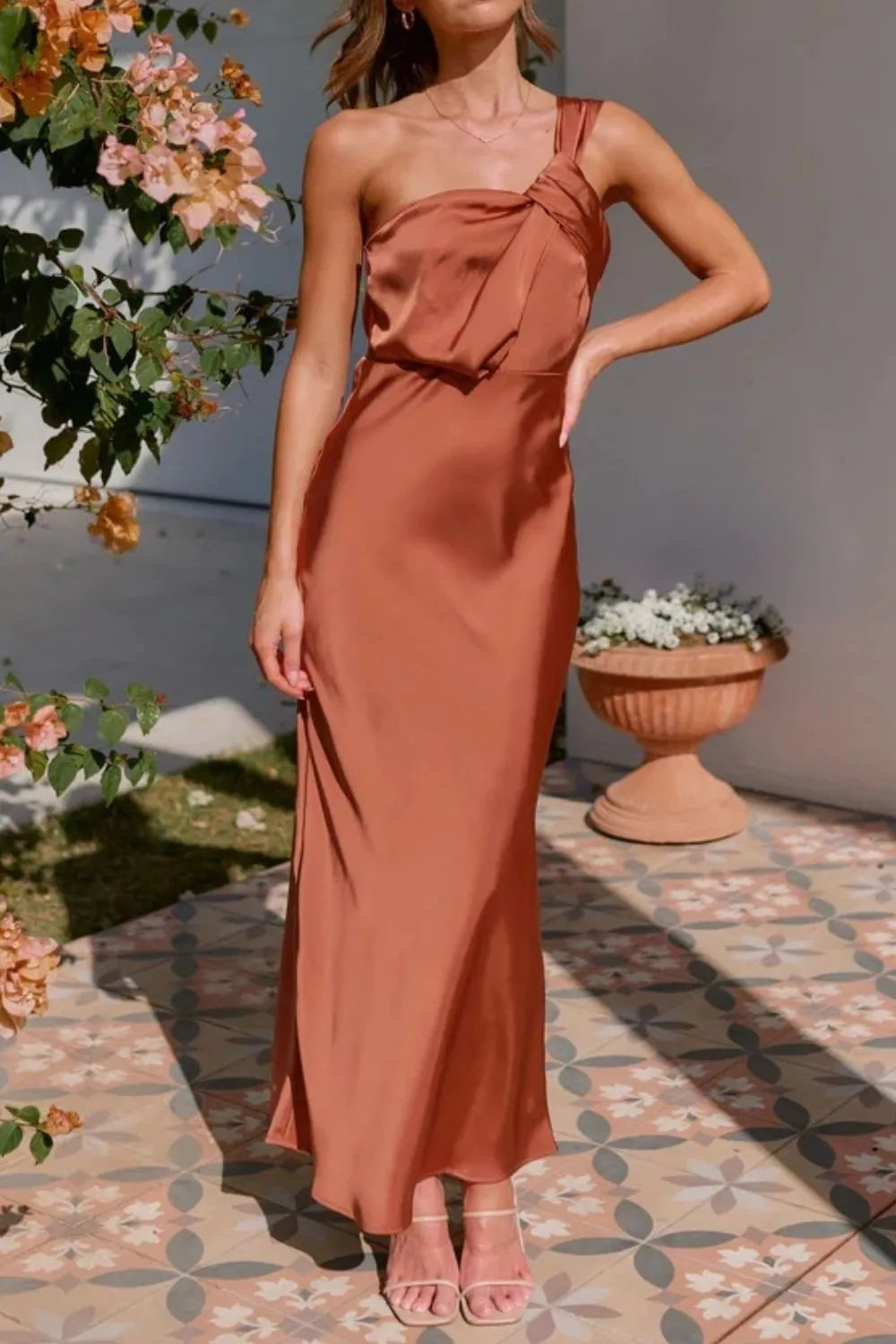 One Shoulder Sleeveless Maxi Dress - Maxi Dress by Trendsi | Available at Handbags Specialist Headquarter
