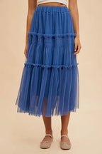 Annie Wear Tulle Tiered Midi Skirt - Skirts by Trendsi | Available at Handbags Specialist Headquarter