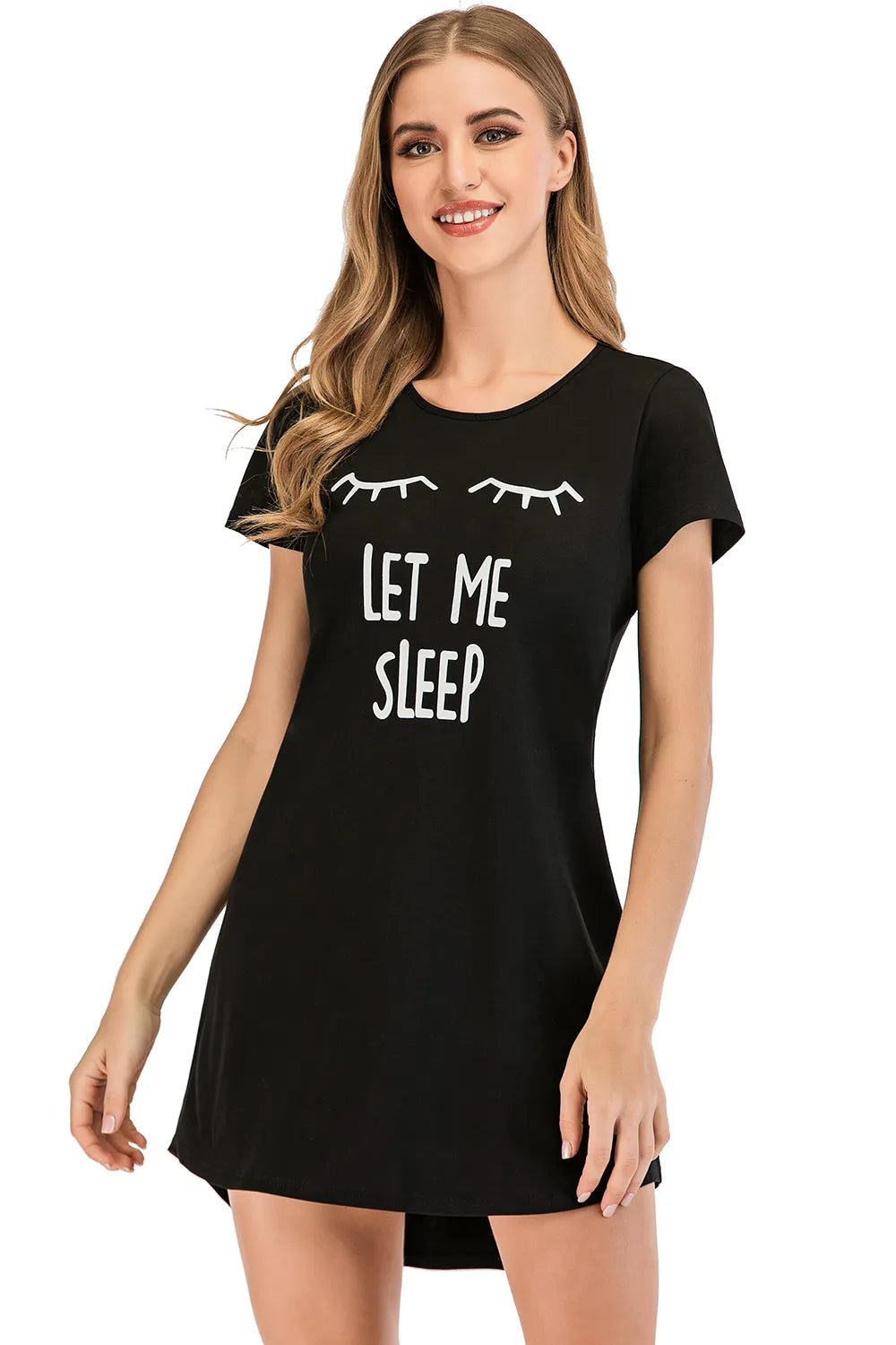 Graphic Round Neck Short Sleeve Lounge Dress - Sleepwear by Trendsi | Available at Handbags Specialist Headquarter
