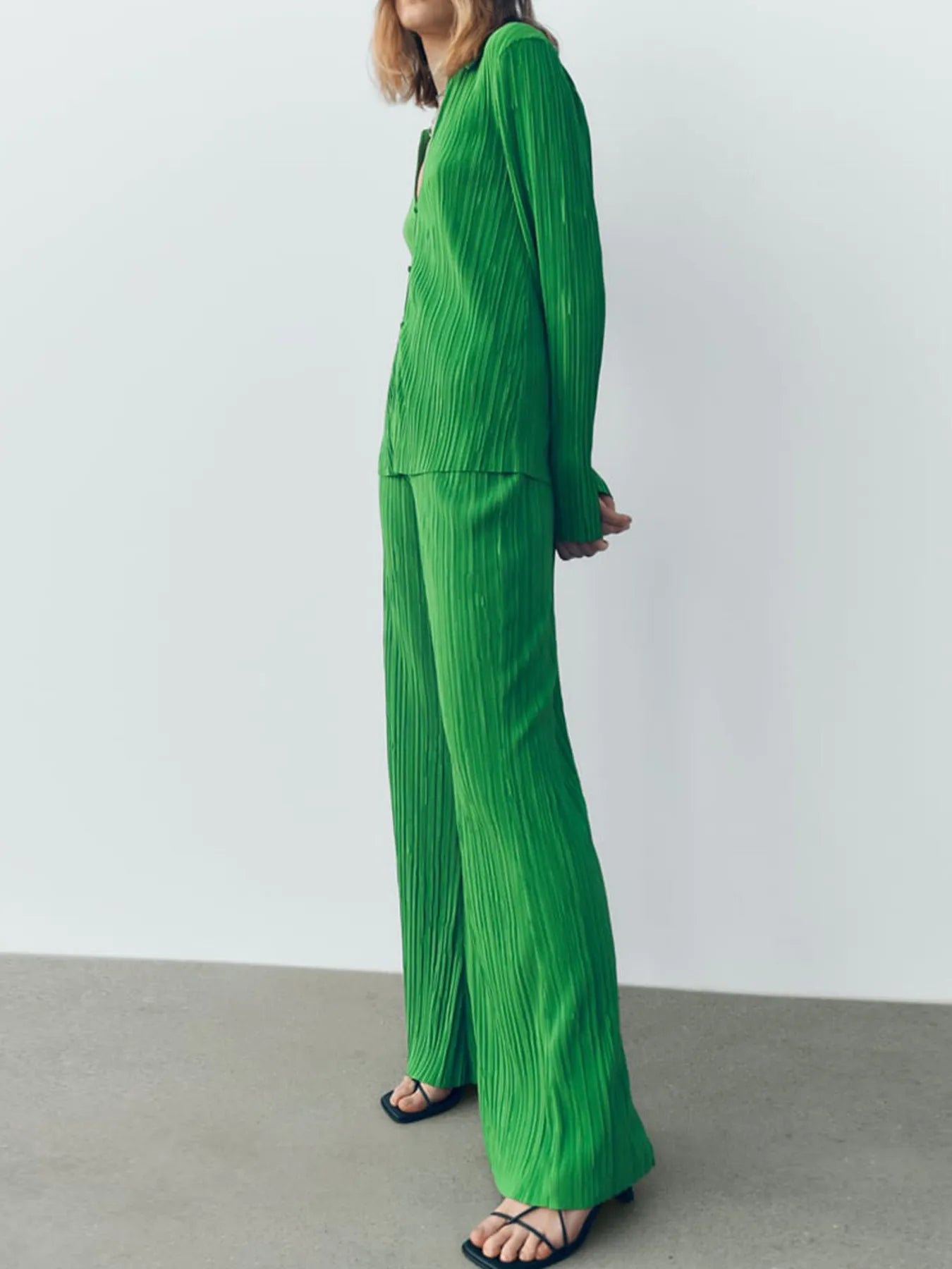 Texture Long Sleeve Top and Pants Lounge Set - Sleepwear by Trendsi | Available at Handbags Specialist Headquarter