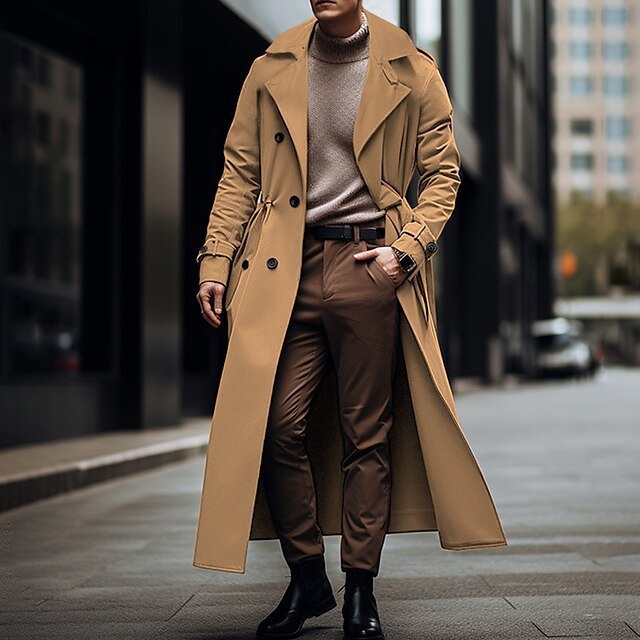 Grandeur Lapel Double-Breasted Belted Trench Coat