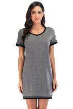 Contrast Trim Short Sleeve Lounge Dress - Sleepwear by Trendsi | Available at Handbags Specialist Headquarter