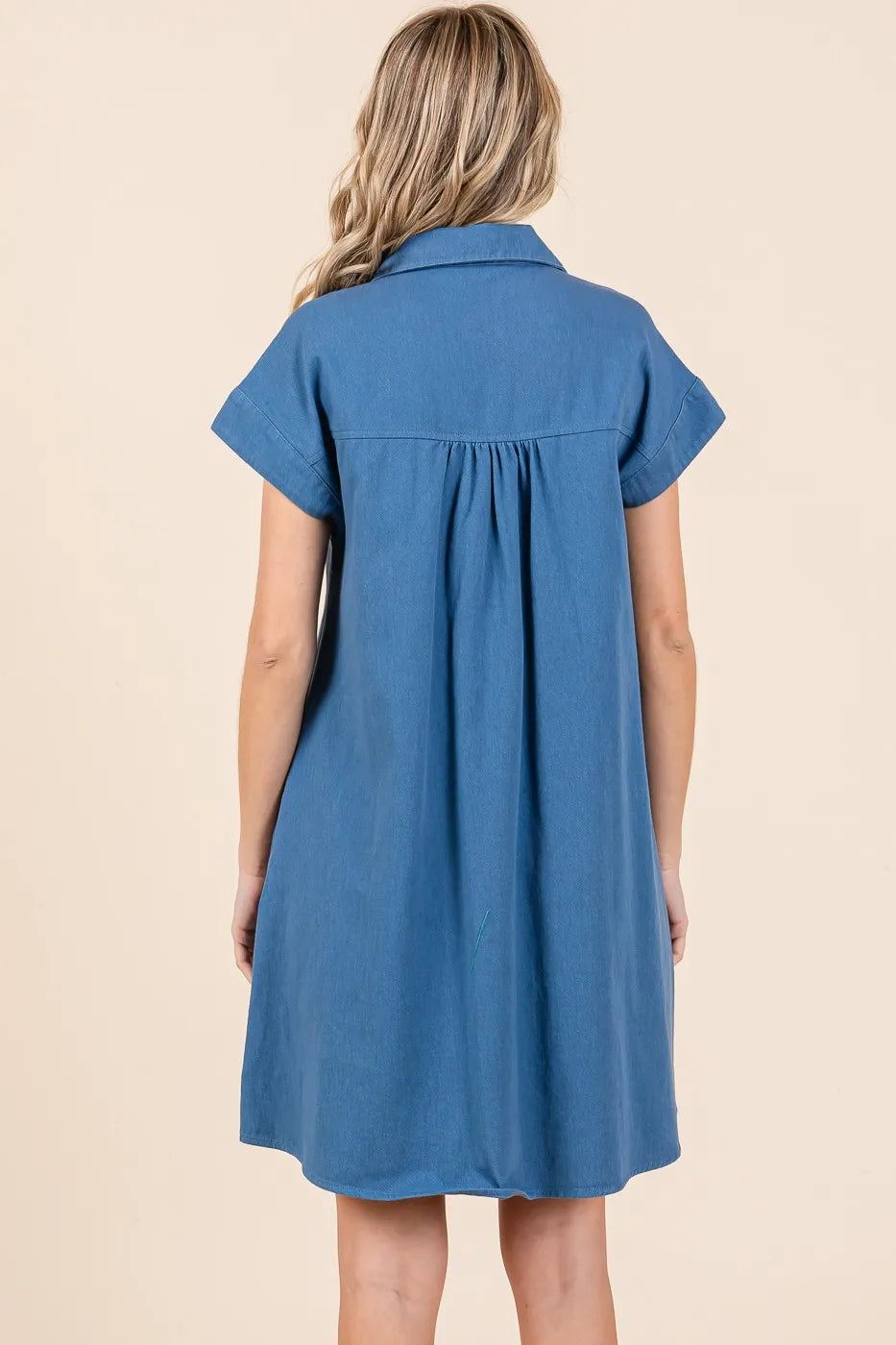 Mittoshop Twill Short Sleeve Collared Mini Dress - Women / Jeans & Denim by Trendsi | Available at Handbags Specialist Headquarter