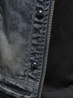 Men's Plus Size Washed Zip Up Denim Jacket with Chest Pockets - Men's jackets by Trendsi | Available at Handbags Specialist Headquarter