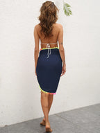 Rainbow Pompom Trim Swim Skirt -  by Trendsi | Available at Handbags Specialist Headquarter