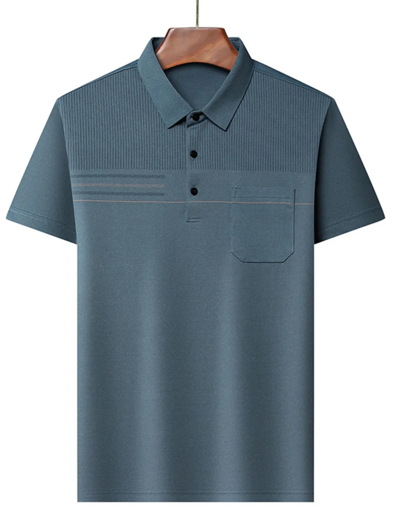 Men's Plus Size Classic Textured Stripe Casual Polo Shirt - Men's Polo shirt by Trendsi | Available at Handbags Specialist Headquarter