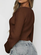 ZipRib Cropped Cardigan - Tops by Trendsi | Available at Handbags Specialist Headquarter