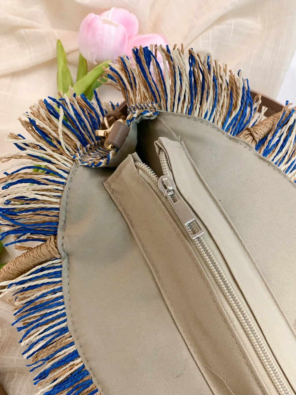 Round Woven Straw Tassel Handbag - handbags by Trendsi | Available at Handbags Specialist Headquarter