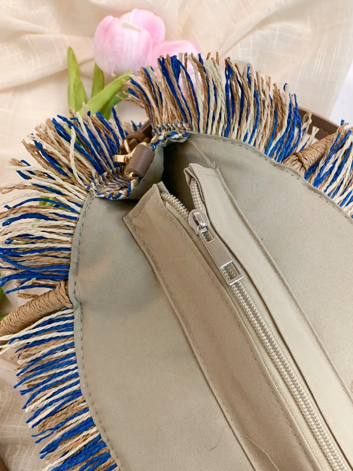 Round Woven Straw Tassel Handbag - handbags by Trendsi | Available at Handbags Specialist Headquarter