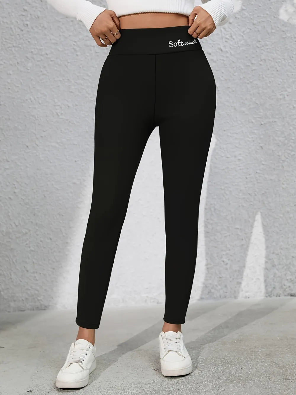 Full Size Letter Embroidered High Waist Leggings - Leggings by Trendsi | Available at Handbags Specialist Headquarter