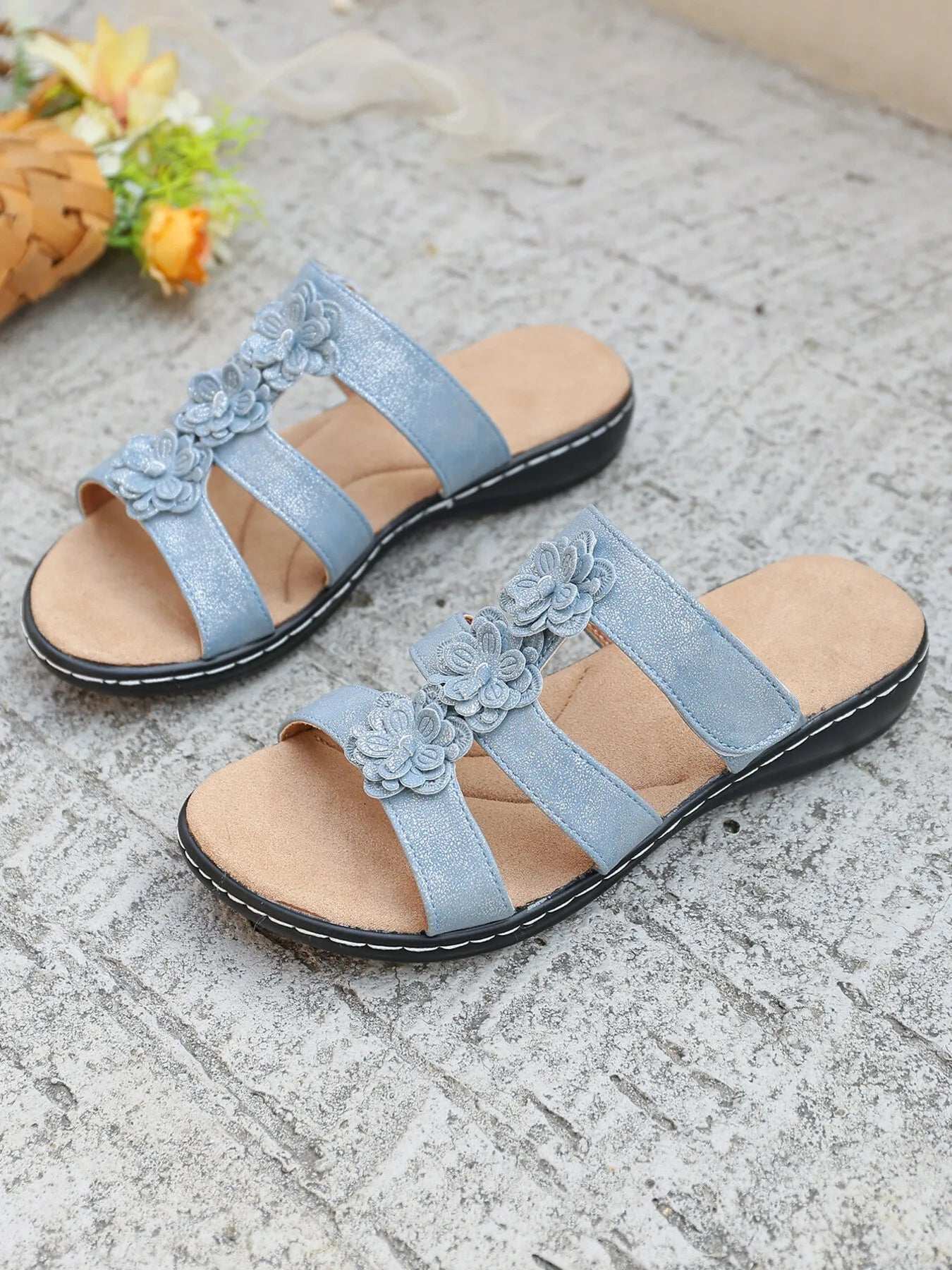 Flower Multi-Strap Flat Sandals - Women Sandals by Trendsi | Available at Handbags Specialist Headquarter
