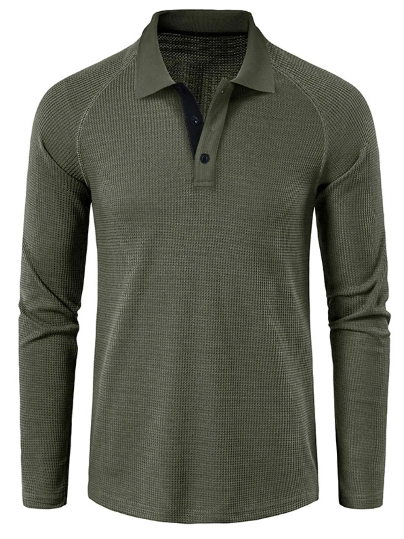 Men's Long Sleeve Textured Polo - Men's Polo shirt by Trendsi | Available at Handbags Specialist Headquarter