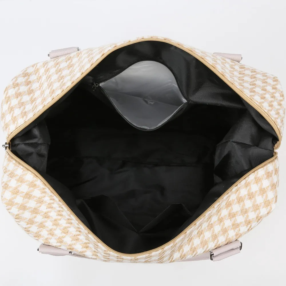 Houndstooth Canvas Travel Bag - travel-bag by Trendsi | Available at Handbags Specialist Headquarter