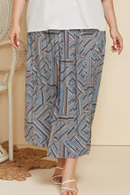 Plus Size Geometric Pleated Skirt -  by Trendsi | Available at Handbags Specialist Headquarter
