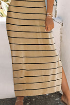 Striped Slit Sleeveless Maxi Dress - Maxi Dress by Trendsi | Available at Handbags Specialist Headquarter