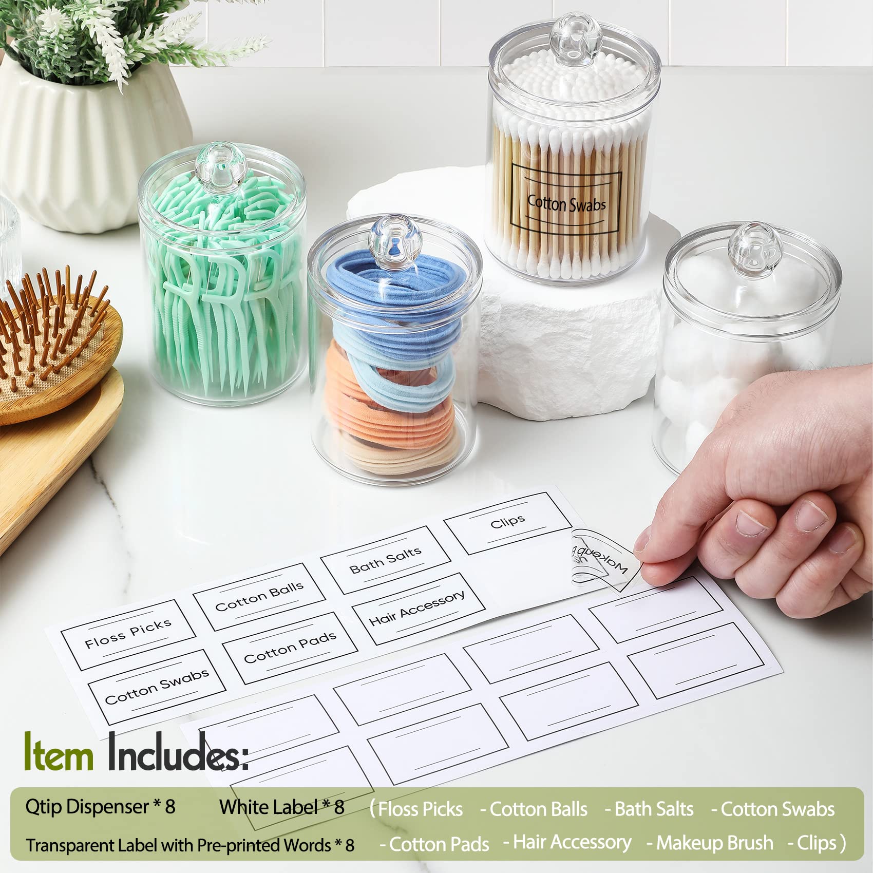 Clear Acrylic Qtip Dispenser Set - 4 Pack - Decor by Handbags Specialist Headquarter | Available at Handbags Specialist Headquarter