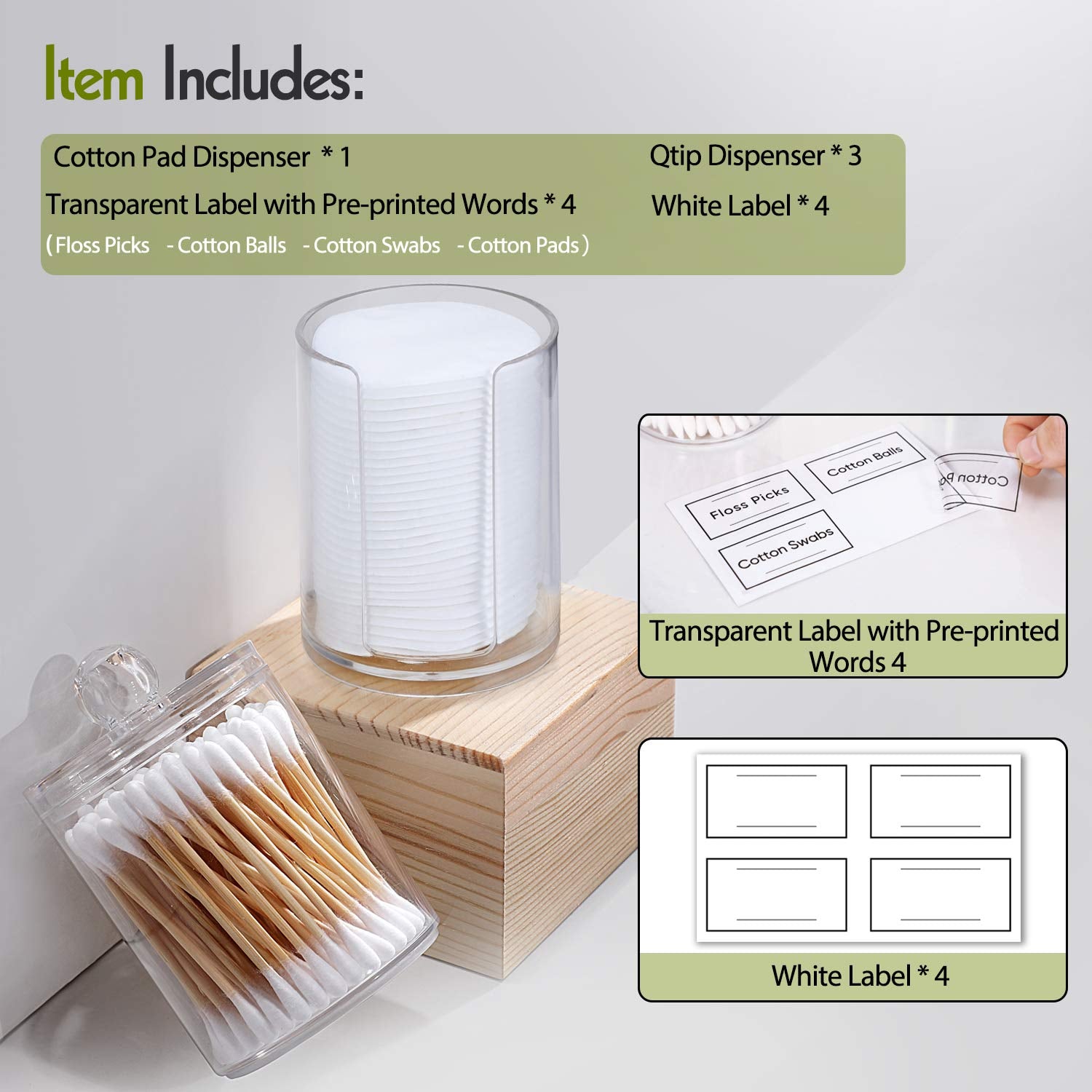 Clear Acrylic Qtip Dispenser Set - 4 Pack - Decor by Handbags Specialist Headquarter | Available at Handbags Specialist Headquarter