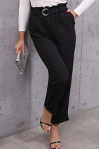Belted Paperbag Waist Pants - Women Pants by Trendsi | Available at Handbags Specialist Headquarter