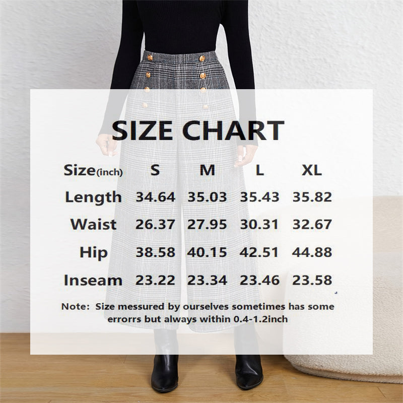 Plaid Breeze: Women's Wide-Leg Office Pants