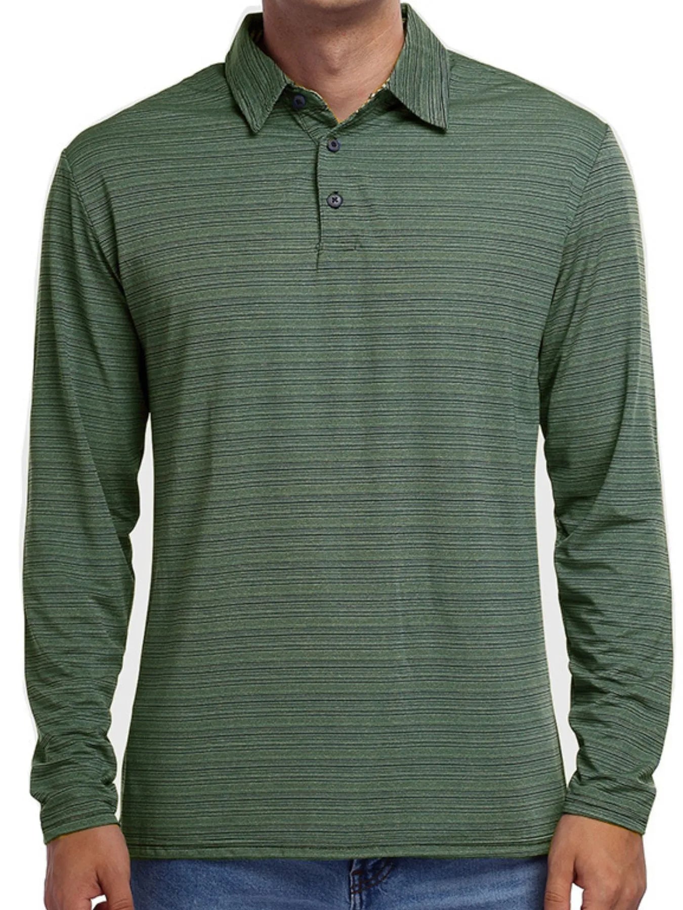 Men's Striped Long Sleeve Polo Shirt - Men's Polo shirt by Trendsi | Available at Handbags Specialist Headquarter