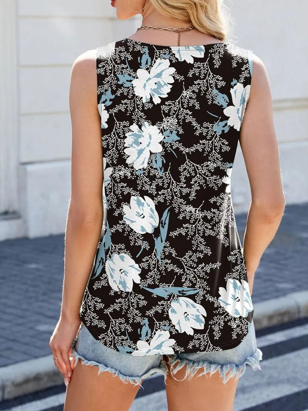 Printed Scoop Neck Wide Strap Tank - Tops by Trendsi | Available at Handbags Specialist Headquarter
