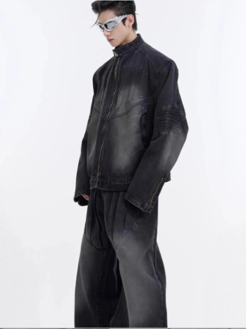 Men's Zip Up Long Sleeve Denim Jacket - Men's jackets by Trendsi | Available at Handbags Specialist Headquarter