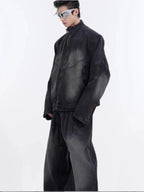 Men's Zip Up Long Sleeve Denim Jacket - Men's jackets by Trendsi | Available at Handbags Specialist Headquarter