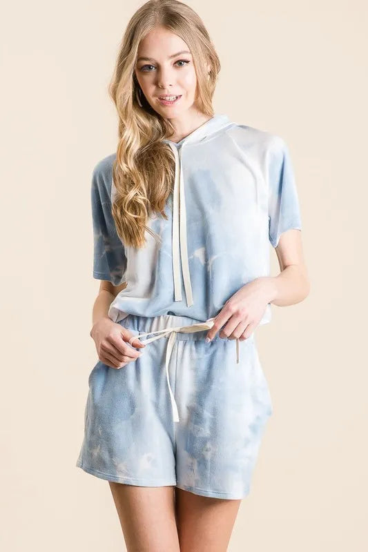 BiBi Tie Dye French Terry Hoodie Top and Bottom Set -  by Trendsi | Available at Handbags Specialist Headquarter