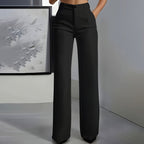 Chic High-Waist Wide Leg Pants - Daily Wear Essential