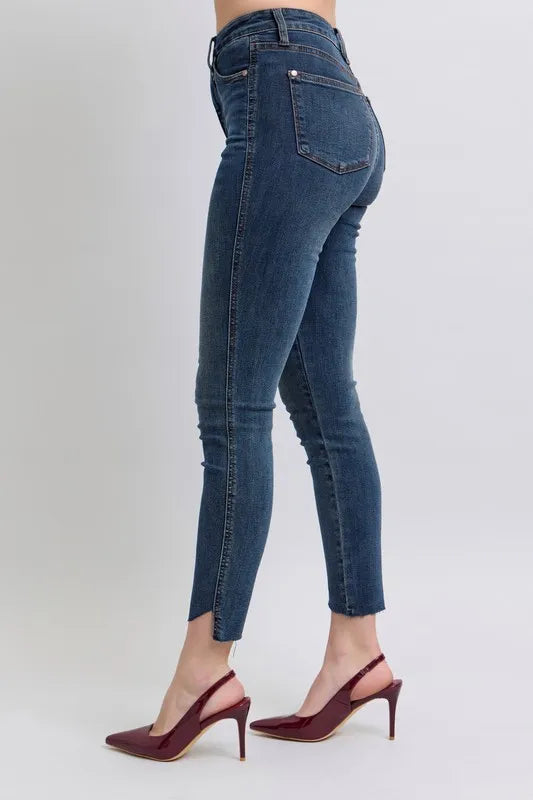 Judy Blue Full Size High Waist Tummy Control Step Hem Skinny Jeans Plus Size - Women / Jeans & Denim by Trendsi | Available at Handbags Specialist Headquarter