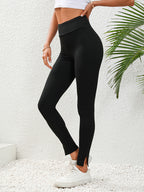 High Waist Slit Leggings - Leggings by Trendsi | Available at Handbags Specialist Headquarter