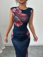 Floral Print Sleeveless Bodycon Maxi Dress - Maxi Dress by Trendsi | Available at Handbags Specialist Headquarter