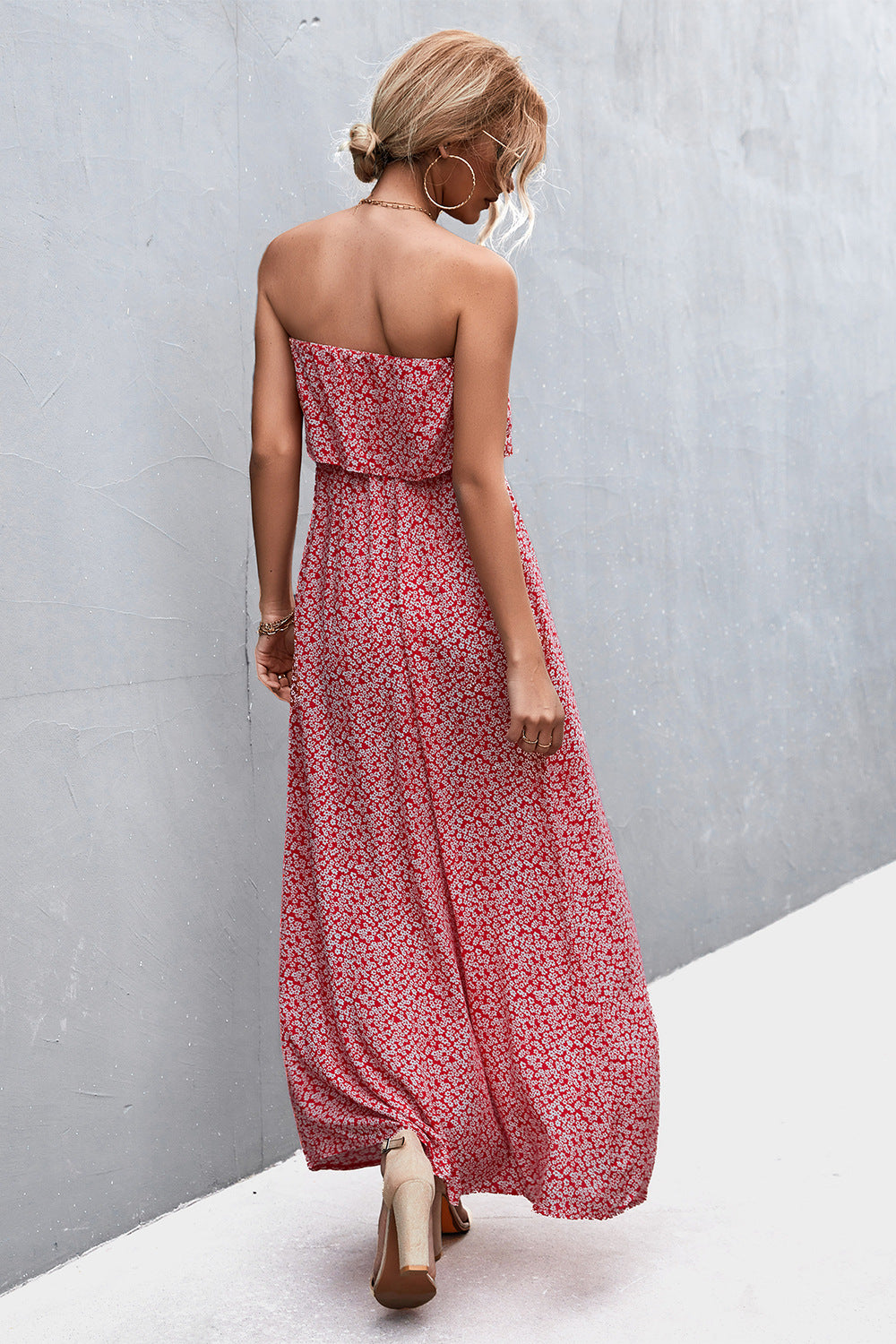 Strapless Split Maxi Dress - Maxi Dress by Trendsi | Available at Handbags Specialist Headquarter