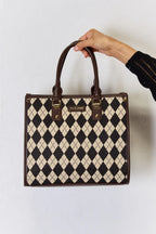 David Jones Argyle Pattern PU Leather Handbag - Handbags by Trendsi | Available at Handbags Specialist Headquarter