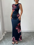 Floral Print Sleeveless Bodycon Maxi Dress - Maxi Dress by Trendsi | Available at Handbags Specialist Headquarter