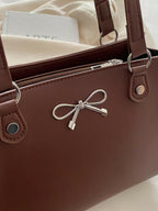 Bow PU Leather Shoulder Bag - Shoulder Bags by Trendsi | Available at Handbags Specialist Headquarter