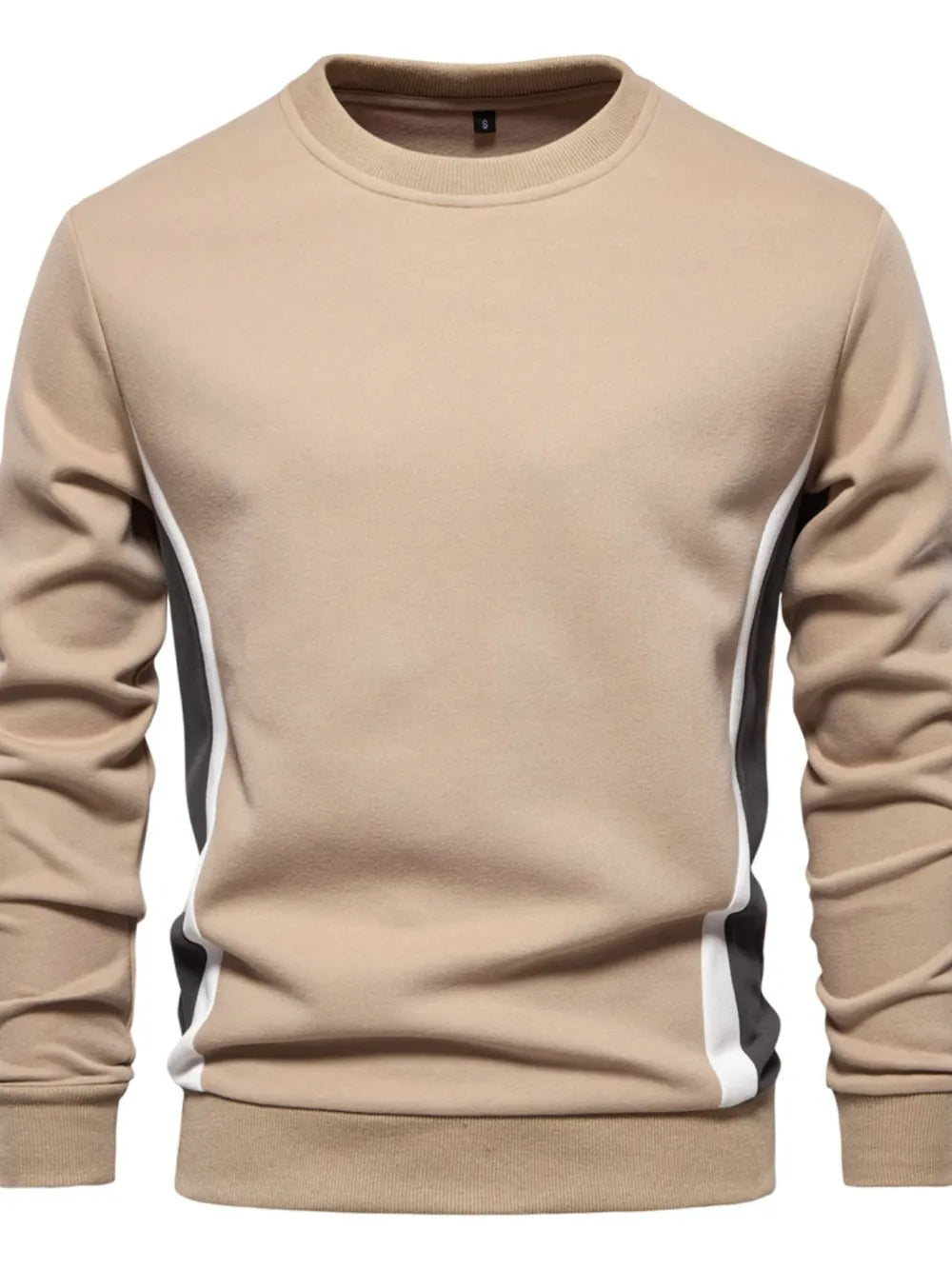 Men's Side Striped Contrast Round Neck Sweatshirt - Men's Sweatshirts by Trendsi | Available at Handbags Specialist Headquarter
