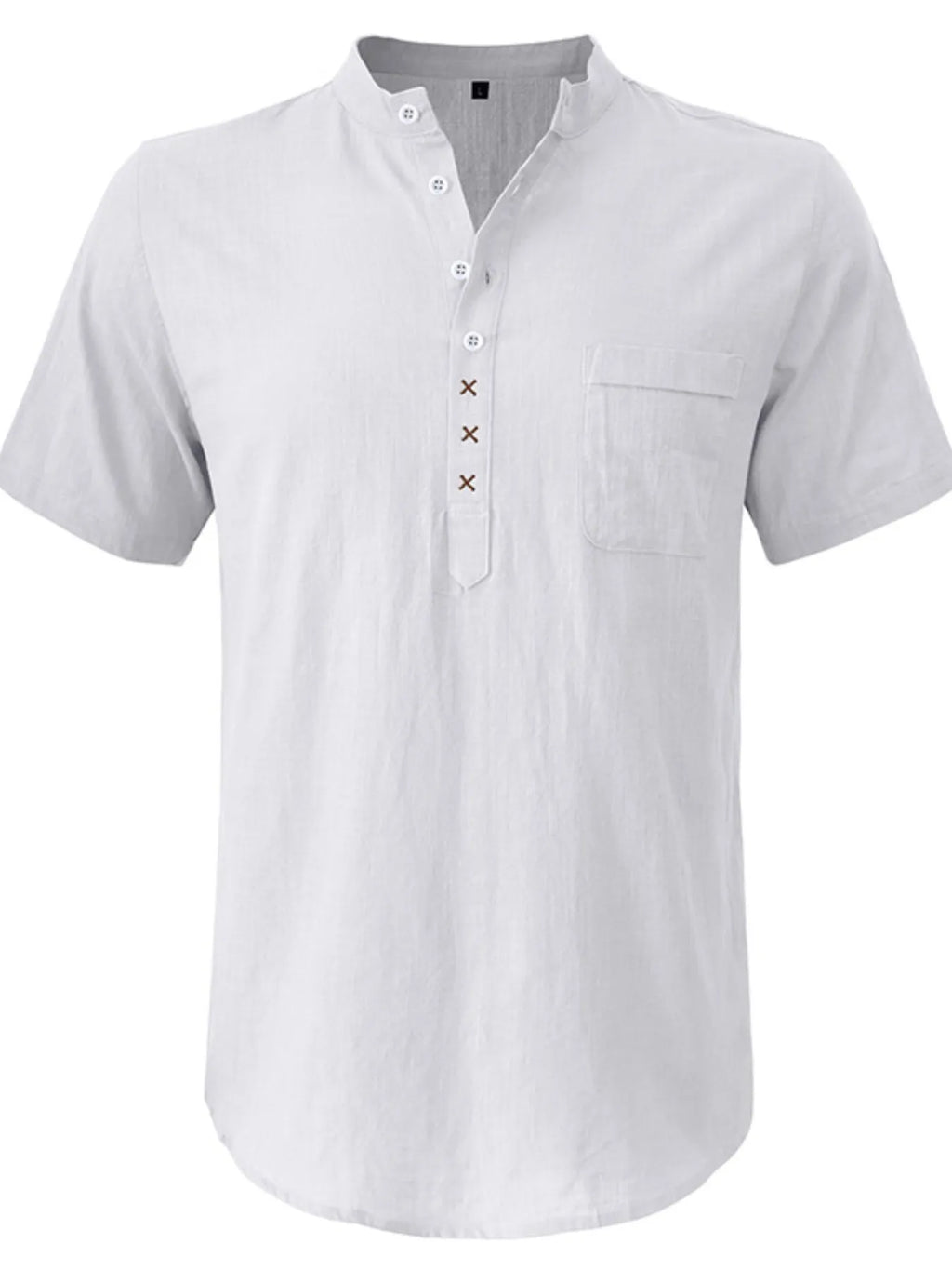 Men's Casual Collar Short Sleeve Linen Polo Shirt - Men's Polo shirt by Trendsi | Available at Handbags Specialist Headquarter