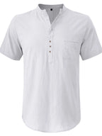 Men's Casual Collar Short Sleeve Linen Polo Shirt - Men's Polo shirt by Trendsi | Available at Handbags Specialist Headquarter
